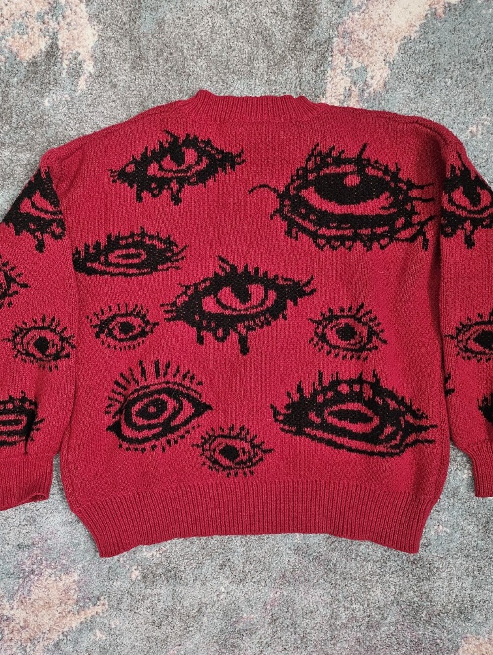 ROMWE Red and Black Knitted Sweater